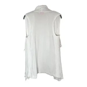 Lilly Pulitzer Sleeveless‎ Cardigan Vest Sz S White Fringe Cotton Resort Beach thumbnail 3