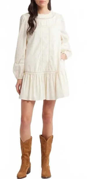 Treasure & Bond Lace Detail Long Sleeve Shift Dress NWT Ivory XS thumbnail 1
