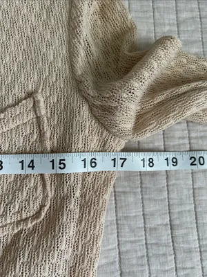 IISLI cream open knit Vtg feminine cotton cardigan sweater M thumbnail 14