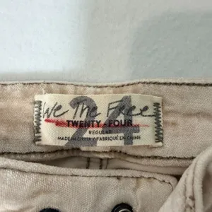 We The Free Beige Metallic Pants Size 24 Straight Leg Velvet-Like Texture thumbnail 6