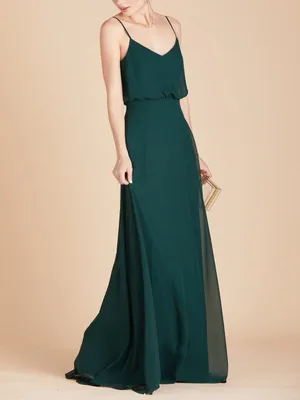 Birdy Grey Gwennie Chiffon Blouson Maxi Dress Women Size Small Dark Green thumbnail 2