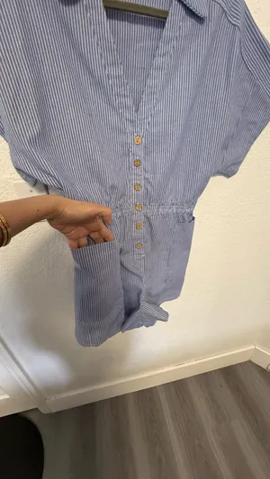 MICAS Blue & White Striped Short Romper - Size M - Boho Beach Style thumbnail 6