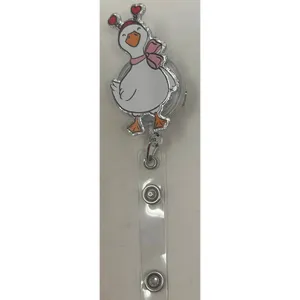 Duck Badge Pink Bow Red Heart Headband Retractable Work ID Holder Alligator Clip thumbnail 2