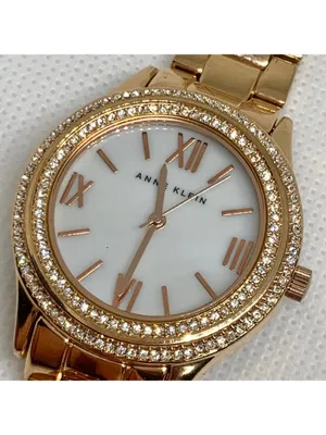 Anne Klein rose gold tone women watch mop dial 33mm Roman numerals 6” running thumbnail 3