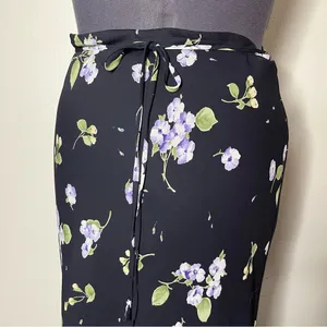 Y2K Vintage JKLA Dark Floral High Waist Tie Back Maxi Skirt Whimsigoth thumbnail 4