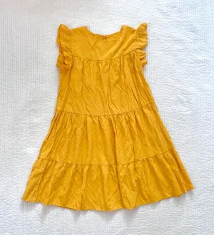 Yellow ruffle babydoll mini dress thumbnail 1