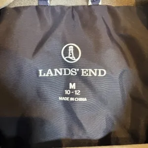 Lands End Navy & Ivory Full Zip Down/Feather Insulated Vest Womens M 10-12‎ thumbnail 3