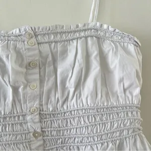 Madewell Smocked Button-Front Top in Poplin in Eyelet White Size Small NWT thumbnail 7