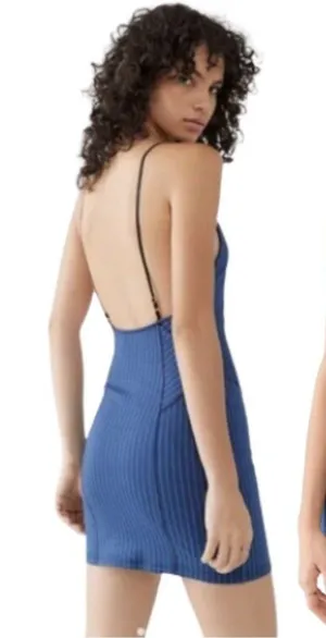 Urban Outfitters -764 Complex‎ High-Neck Open Back Mini Dress Navy Blue Small thumbnail 1