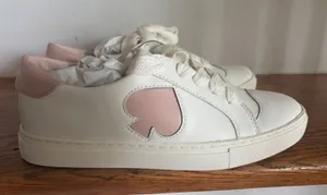 Kate Spade Fez Sneakers White Rose‎ Smoke Leather Low Top K6849 Womens 6.5 B thumbnail 1