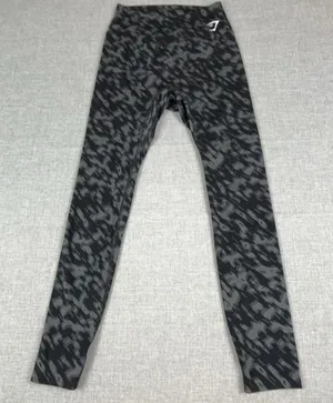 Gymshark Leggings Womens Small Black Camo Ankle Skinny Yoga Running Gym Pants thumbnail 1