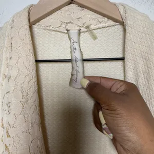 Aratta Silent Journey Women Cardigan Small Cream Lace Waffle Waterfall Boho thumbnail 4
