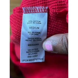 Y2K Mickey Mouse Fairy Grunge Thermal Waffle Knit Henley Red Long Sleeve Top M thumbnail 6