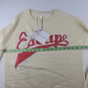 SPRING + MERCER NWT Cream Cashmere Sweater Red‎ Escape Script Logo Size Large Red thumbnail 8