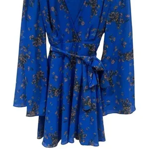 Free People Lilou Printed Bell Sleeve Dress in Cobalt Combo Fairycore Feminine S thumbnail 5