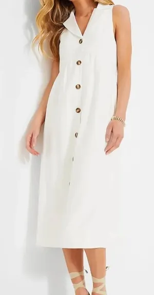Pomander Place Tuckernuck Jules Collared Midi Sleeveless Button Front Dress thumbnail 1