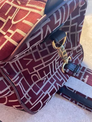 Diane Von Furstenberg Burgundy Monogram Travel Duffel with Dark Brown Trim thumbnail 6