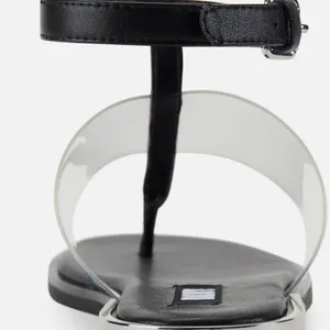 DKNY Ava Ankle T-Strap Thong Sandals Women's 6 Black Clear Minimalist Modern‎ thumbnail 2