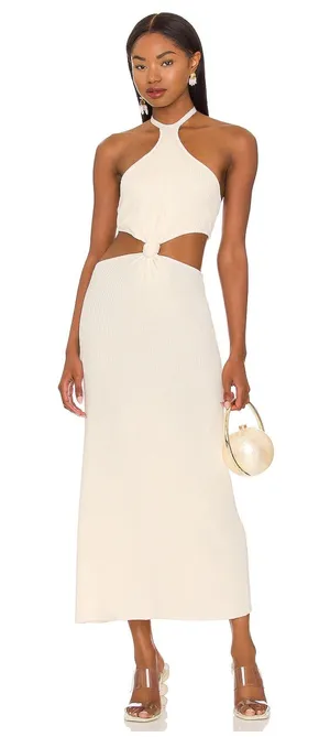 Cult Gaia Cameron Dress Off White Knit Cutout Midi thumbnail 1