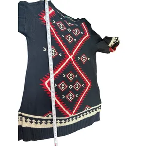 Lauren Ralph Lauren Southwestern Aztec Black Red Knit Sweater Womens M READ thumbnail 7
