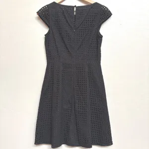 J. Crew Eyelet Dress Black Sleeveless Party Cocktail Dress Size 2 Cap Sleeve‎ thumbnail 5