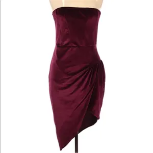 PrettyLittleThing size 10 velvet strapless dress thumbnail 3