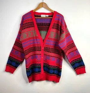 Vintage Boundary Waters Acrylic Fair Isle Boyfriend Grandpa Cardigan Sweater L thumbnail 1