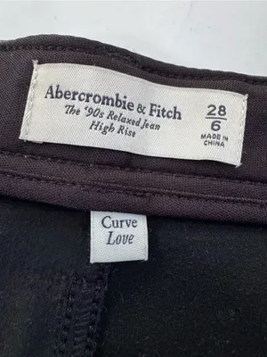 Abercrombie Curve Love High Rise 90s Relaxed Vegan Leather Pant Black Size 26 thumbnail 10