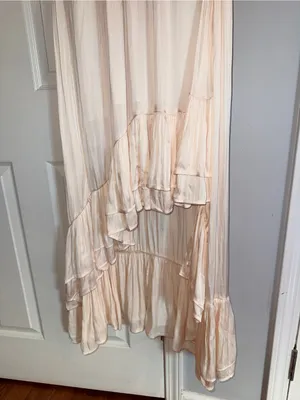 Mable Satin Halter Neck Champagne Color High-Low Dress - Size Medium thumbnail 4