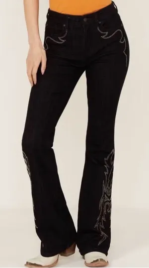 Idyllwind Womens Glenn Dark Wash High Rise Western Stretch Bootcut Jeans 8Wx34L thumbnail 1