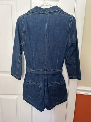 Free People Denim Long Sleeve Romper thumbnail 2