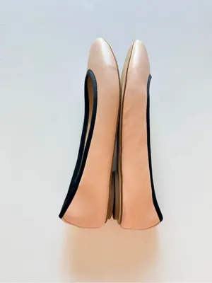 Karl Lagerfeld Leroux leather ballet flats, blush pink black trim, sz 7 thumbnail 5