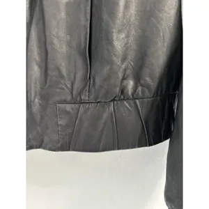 ⁠a.n.a Womens Black Genuine Leather Bomber Jacket Band Collar Medium Zip Y2K thumbnail 10