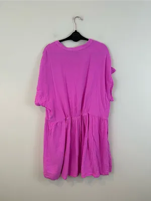 GAP Cotton Gauze Mini Shirtdress Bright Pink Button Front Size XXL thumbnail 5