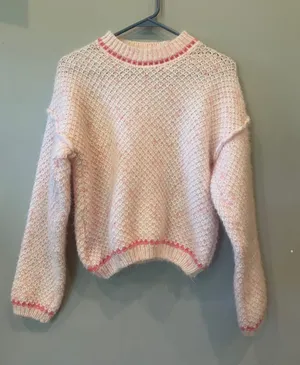 Cozy soft Pink Crewneck Knit Sweater - Women thumbnail 1
