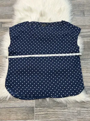 Ann Taylor Navy Blue and White Polka Dot Blouse Size Medium thumbnail 4