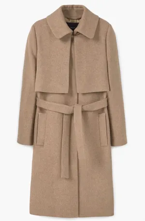 MANGO Double Layer Wool Blend Coat Size XS Brown Tan thumbnail 1