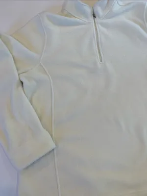 L.L. Bean Women's XL Extra Large Cream Mock Neck Quarter Zip Fleece Pullover thumbnail 2