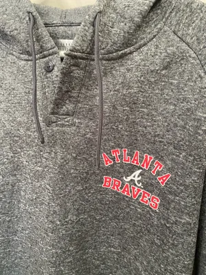 Genuine Merchandise Charcoal Gray Atlanta Braves Pullover Crewneck Hoodie thumbnail 4