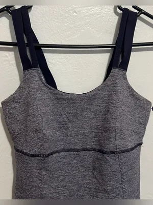 Lululemon Active Strength Gray and Dark Purple Tank Top Size 4 thumbnail 5