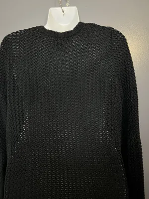 Lucky Brand Cardigan Sweater Womens Medium Black Open Knit Long Duster Pockets thumbnail 6