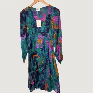 Fruch Paris Holy Camouflower Midi Dress XS Multi Color Floral Button Front NEW thumbnail 2