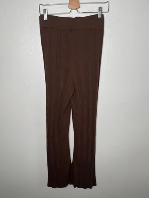 Anthropologie Daily Practice Brown Ribbed Knit Flare 2 piece Set XS/S thumbnail 5