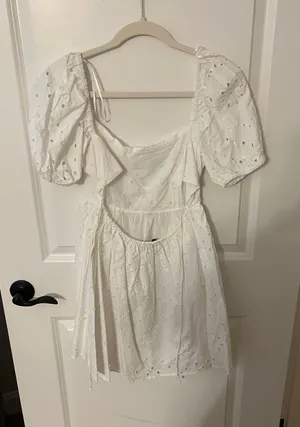 ZARA White Textured babydoll Dress thumbnail 3
