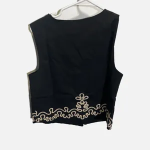 Future Collective Jenee Black Embroidered Soutache‎ V-Neck Vest M Boho Festival thumbnail 4