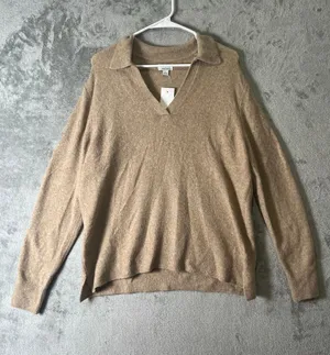 J.Crew Extra Soft Yarn Sweater Wool Brown Collared Pullover Preppy Quiet Luxury thumbnail 1