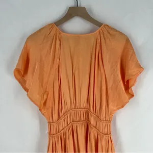 Young Fabulous & Broke Mara Dress Orange Plunging V-Neck‎ Satin Tiered Maxi M thumbnail 13