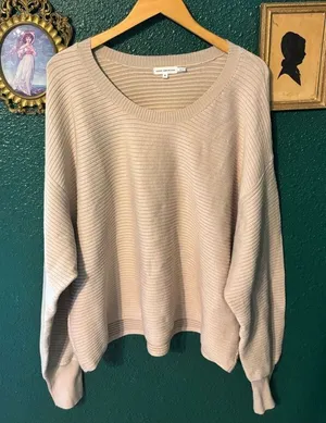 Good American Tan Ribbed Sweater Sz 5/2x thumbnail 1