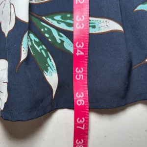 FRNCH Navy Blue Floral Spaghetti Strap Dress‎ Large Lined Pleated Shift thumbnail 6