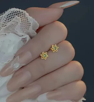 5mm Small Tiny Star Stud Earrings for Women Gold thumbnail 1
